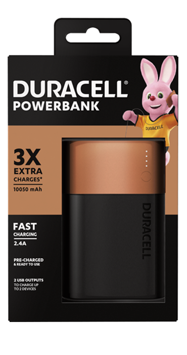 Batería externa Duracell de 10050 mAh para dispositivos grandes