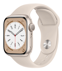 Apple Watch Series 8 con GPS - Caja de aluminio en color Blanco estelar de 41 mm - Correa deportiva de color Blanco estelar