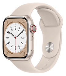 Apple Watch Series 8 con GPS + Cellular - Caja de aluminio en color Blanco estelar de 41 mm - Correa deportiva de color Blanco estelar