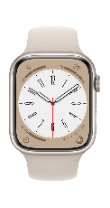 Apple Watch Series 8 con GPS - Caja de aluminio en color Blanco estelar de 45 mm - Correa deportiva de color Blanco estelar